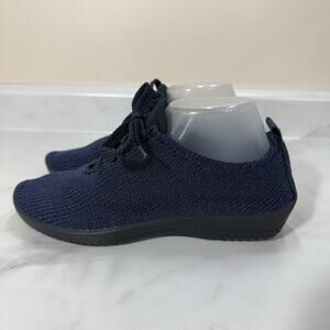 Arcopedico LS Sneakers Women’s 7.5 38 Navy Blue Knit Lace Up Sport Sole NEW